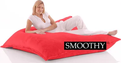 Produktbild von Smoothy XXL Sitzsack Classic mit Samtbezug in Rot / Rosa, Riesensitzsack 180x140 cm, Waschbares Bodenkissen für Wohnzimmer & Kinderzimmer