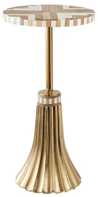 Runder Beistelltisch, Holz & Goldmetall, 25x25x51 cm