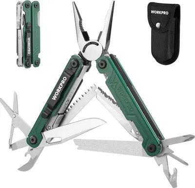 Produktbild von Multitool Werkzeug Edelstahl Multifunktionszange 18 in 1 Camping Reparieren Grün
