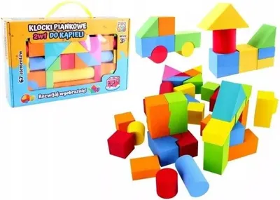 Zdjęcie produktu dla Piankowe klocki do kąpieli 2w1 - 67 elementów