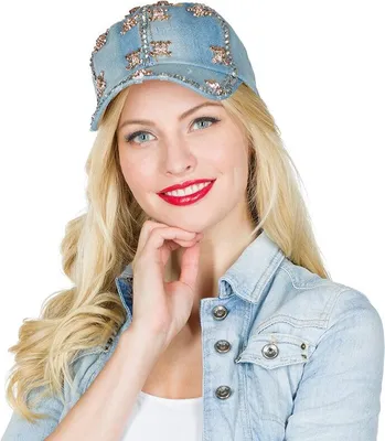 Produktbild von PxP 4360160 - Jeanskäppi mit Strass, Cap Kappe Schirmkappe, Totenkopf Strass