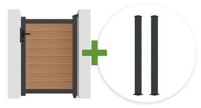 Produktbild von ATHOS 1 m H.140 cm Teakholz-Verbundtor mit Aluminiumrahmen + 2 Aluminiumpfosten 10x10 cm