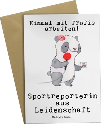 Produktbild von Mr. & Mrs. Panda Grußkarte Sportreporterin Leidenschaft - Weiß - Geschenk, Grußkarten, einladungskarten, hochzeitskarten, osterkarte, weihnachtskarten