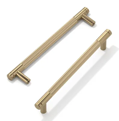 Immagine prodotto di Maniglia a T, finitura champagne bronzato, confezione da 10 pezzi, distanza tra i fori di 160 mm, per cassetti