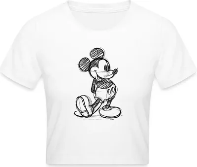 Produktbild von Mickey & Minnie Zeichnung Crop Top, XS, Weiß