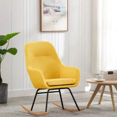 Produktbild von The Living Store Schaukelstuhl Senfgelb Stoff