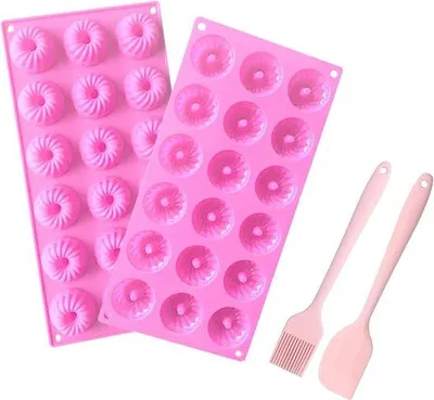 Produktbild von Silikon Mini Gugelhupf-Backform, 2 Stück, 30,8 x 15,6 x 2,4 cm, rote Backform