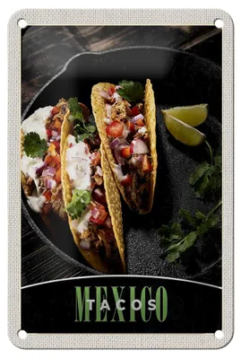 Produktbild von Blechschild Reise 12x18cm Mexiko USA Amerika Tacos Gerichte Schild