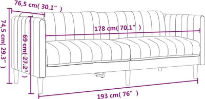 Produktbild von vidaXL Sofa 3-Sitzer Hellgrau Stoff