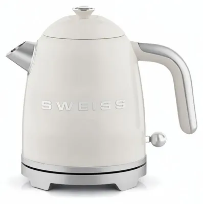 Image de Bouilloire électrique, SWEISS KTS8, 1000 W, 1 L, socle pivotant à 360°, style vintage, beige