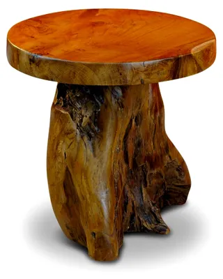 Produktbild von Beistelltisch aus massivem Teakholz JOMTIEN - 40 cm runder Wurzelholz Hocker - Blumenständer