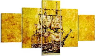 Produktbild von Bild auf Leinwand - Leinwandbild - Piratenschiff Ozean Schatz - 125x70cm - Wand Bild - Wanddeko - Leinwanddruck - Bilder - Kunstdruck - Wanddekoration - Leinwand bilder - Wandkunst - EA125x70-0523