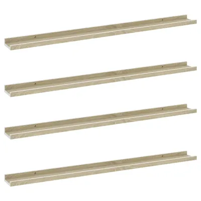 Image de Étagères murales 4 pcs blanc et chêne sonoma 100x9x3 cm