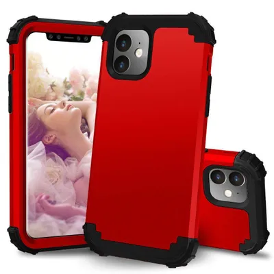 Obrázek produktu pro iPhone 11 Pouzdro, 3 v 1 Hybridní Pevný PC TPU Silikon, Odolné proti nárazům Ochranné pouzdro pro iPhone 11 červené