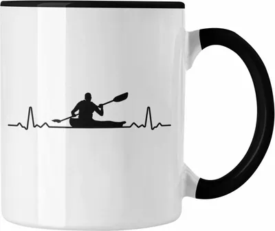 Produktbild von Trendation - Kajak Geschenk Tasse Mit Spruch Kajakfahrer Geschenkidee Kaffeetasse Kanu Padelboot (Schwarz)