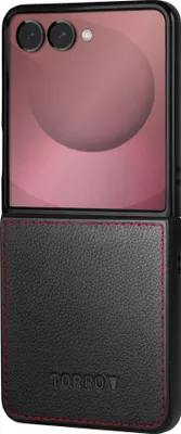 Immagine prodotto di TORRO Custodia in pelle per Galaxy Z Flip7 - Nero con dettagli rossi