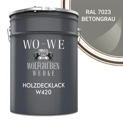 Produktbild von Holzfarbe Holzlack Holzanstrich Holzbeschichtung W420 - Betongrau RAL 7023 - 10L