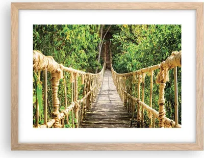 Produktbild von Gerahmtes Poster - Rahmen in heller Eiche - Brücke Seil Dschungel - 40x30 cm - Wand Bild - Wanddeko - Wandbilder - Wandposter - Bilderrahmen - Bilder - Kunstdruck - Wandbild - P2NAA40x30-4319