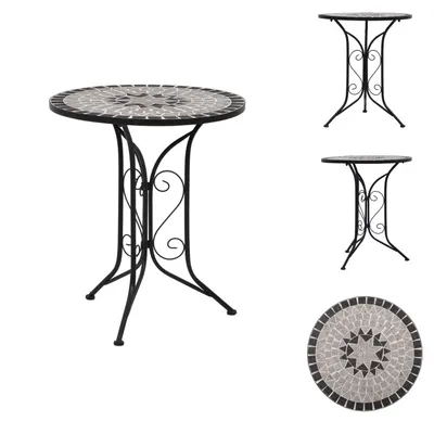 Image de vidaXL Table de bistrot en mosaïque Gris 61 cm Céramique - Tables de jardin
