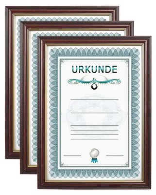 Produktbild von 2er 3er 5er 10er Pack Dokument Bilderrahmen 21x29,7 DIN A4 Urkunde Foto Rahmen - Farbe: 3er Pack Mahagoni