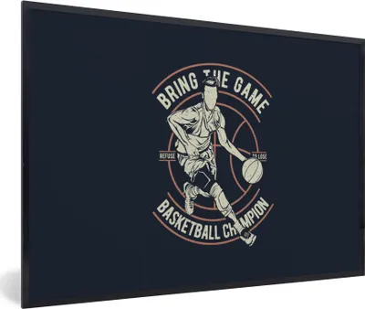 Produktbild von MuchoWow® MuchoWow® Gerahmtes Poster Basketball - Sport - Retro 90x60 cm - Poster mit zchwarzem Bilderrahmen - Fotorahmen - Foto-Plakat