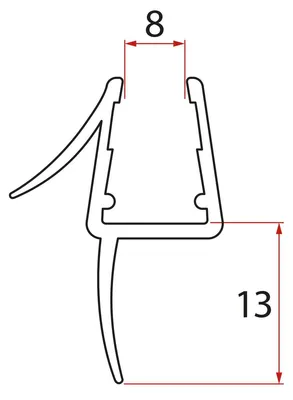 Produktbild von Gelco Untere Dichtung für Drehglas 8mm, 600mm