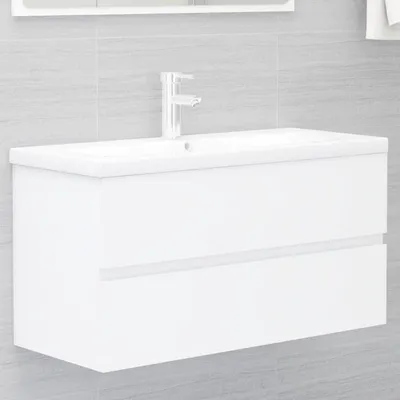 Image de Meuble sous-lavabo suspendu, blanc, 90 x 38,5 x 45 cm