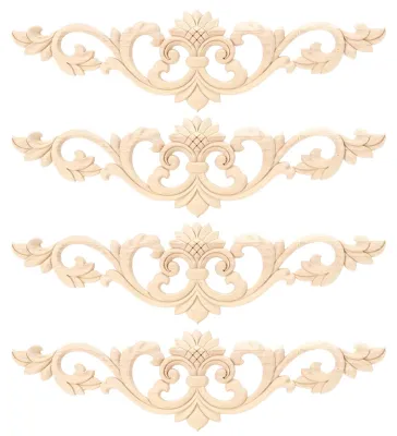 Image de Ensemble de 4 appliques en bois - Décorations en bois non traitées pour meubles
