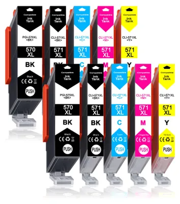 Produktbild von 10er Pack Druckerpatronen PGI-570 CLI-571 kompatibel mit Canon TS5055