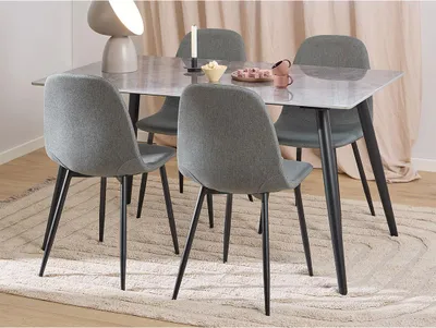 Image de Wicklow ensemble pour salle à manger table et 4 chaises gris, gris foncé.