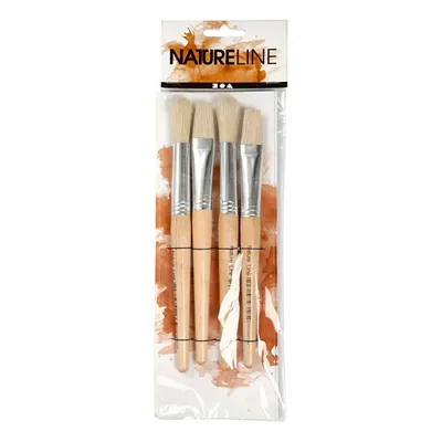 Produktbild von Creativ Company CC Nature Line Kinderpinsel rund und flach Set 4-teilig