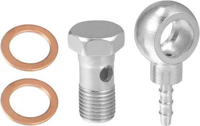 Productafbeelding van Banjo-aansluitstukadapter, 14 mm binnendiameter, 6 mm buitendiameter, zilverkleurig - set van 4 stuks