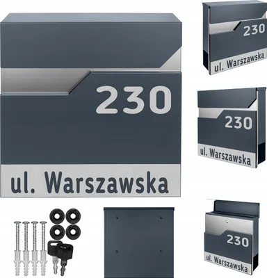 Obrázek produktu pro Poštovní Schránka S Adresou A Číslem Domu, Personalizovaná, Antracitová, Xxl