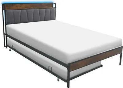 Obrázek produktu pro Kondela Manželská postel s roštem a přistýlkou Nordo 160x200 cm - černá / šedá