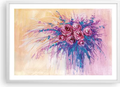 Produktbild von Gerahmtes Poster - Weißer Rahmen - Blumenstrauß Blumen Rosen - 70x50 cm - Wand Bild - Wanddeko - Wandbilder - Kunstposter - Wandposter - Bilderrahmen - Bilder - Kunstdruck - P2WAA70x50-4465