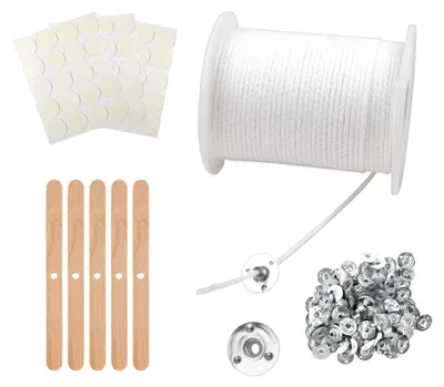 Produktbild von cm Kerzendocht, Dochte für Kerzen, rauchfreie Kerzendochte, geruchlose Kerzendochte für Kerzen, natürliche Kerzendochte mit 100 Stück Dochthalter für DIY Kerzenherstellung zu Weihnachten
