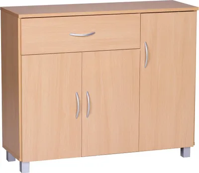 Produktbild von Sideboard SETE Buche mit 1 Schublade & 3 Türen 90 x 75 x 30 cm | Design Kommode aus Holz | Anrichte Flur-Schrank mit Griffen