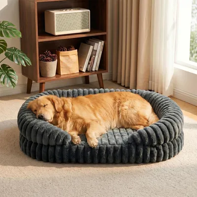 Immagine prodotto di Cuccia ortopedica per cani, colore grigio, dimensioni 123x90 cm, con rivestimento removibile e lavabile