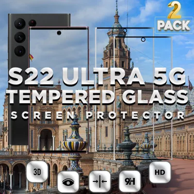 Obrázok produktu pre 2-balenie Samsung S22 ULTRA 5G Ochranné sklo na displej - Tvrdené sklo 9H - Super kvalita 3D
