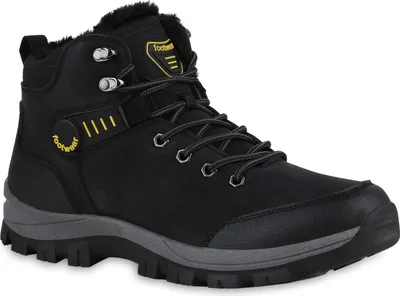 Produktbild von VAN HILL Herren Warm Gefütterte Outdoor Boots Bequeme Profil-Sohle Schuhe 840854, Farbe: Schwarz, Größe: 43