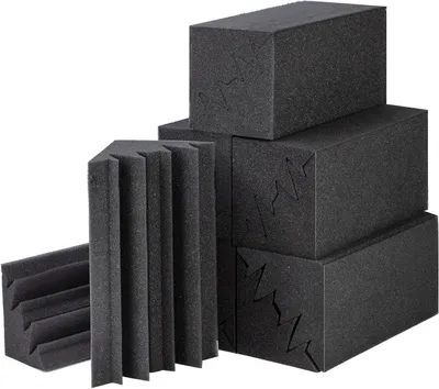 Productafbeelding van Akoestisch Schuim - Geluidsisolatie Panelen - Geluidsverbetering Studio - Hoge Dichtheid Materiaal - 12x12x24 cm - Zwart