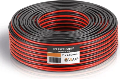 Produktbild von Lautsprecherkabel Audio Kabel Boxenkabel 100% CCA 10m 2x2,5mm² rot / schwarz
