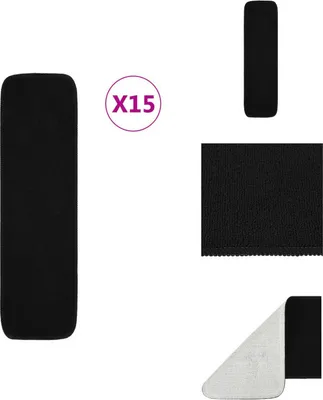 Produktbild von vidaXL Antirutsch Stufenmatten 15 Stk. 75x20 cm Schwarz Rechteckig -  Stufenteppiche