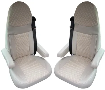 Produktbild von Wohnmobil Sitzbezüge für Aguti GIS-Liner und Milan-Sitze Beige Passgenaue Vordersitzbezüge | Sitzbezug Fahrer & Beifahrersitz