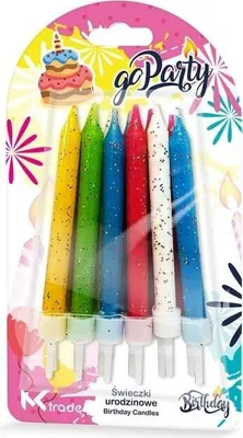 Produktbild von Bunte Geburtstagskerzen mit Glitzer, 8 cm, 12 Stück – GoParty