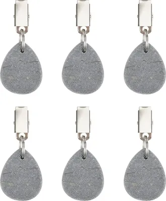 Produktbild von 6-teiliges Set Tischdeckenbeschwerer aus Naturmarmor für den Außenbereich, Tischdeckenclips aus Edelstahl für Outdoor-Vorhänge, Vorhangbeschwerer, Gartentischdecken (Grau)