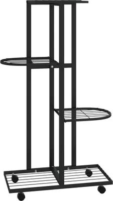 Obrázek produktu pro vidaXL Stojan na květiny 4-patrový s kolečky 44x23x80 cm Černá litina