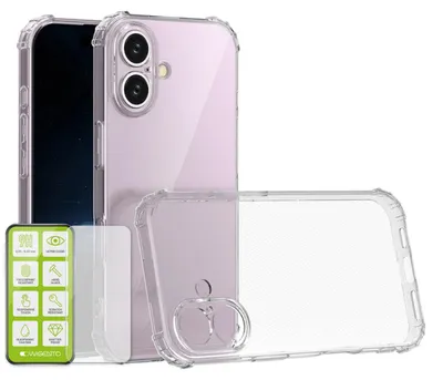 Immagine prodotto di Per Apple iPhone 16 Shock TPU Case Trasparente + 0,26 H9 vetro Custodia del telefono cellulare protezione