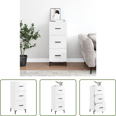 Produktbild von The Living Store Sideboard Hochglanz-Weiß 34,5x34x90 cm Holzwerkstoff