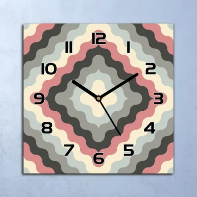 Produktbild von Wanduhr Echt-Glas-Küchenuhr Abstrakte Rosa Grau Quarz 30x30 Deko Bilder